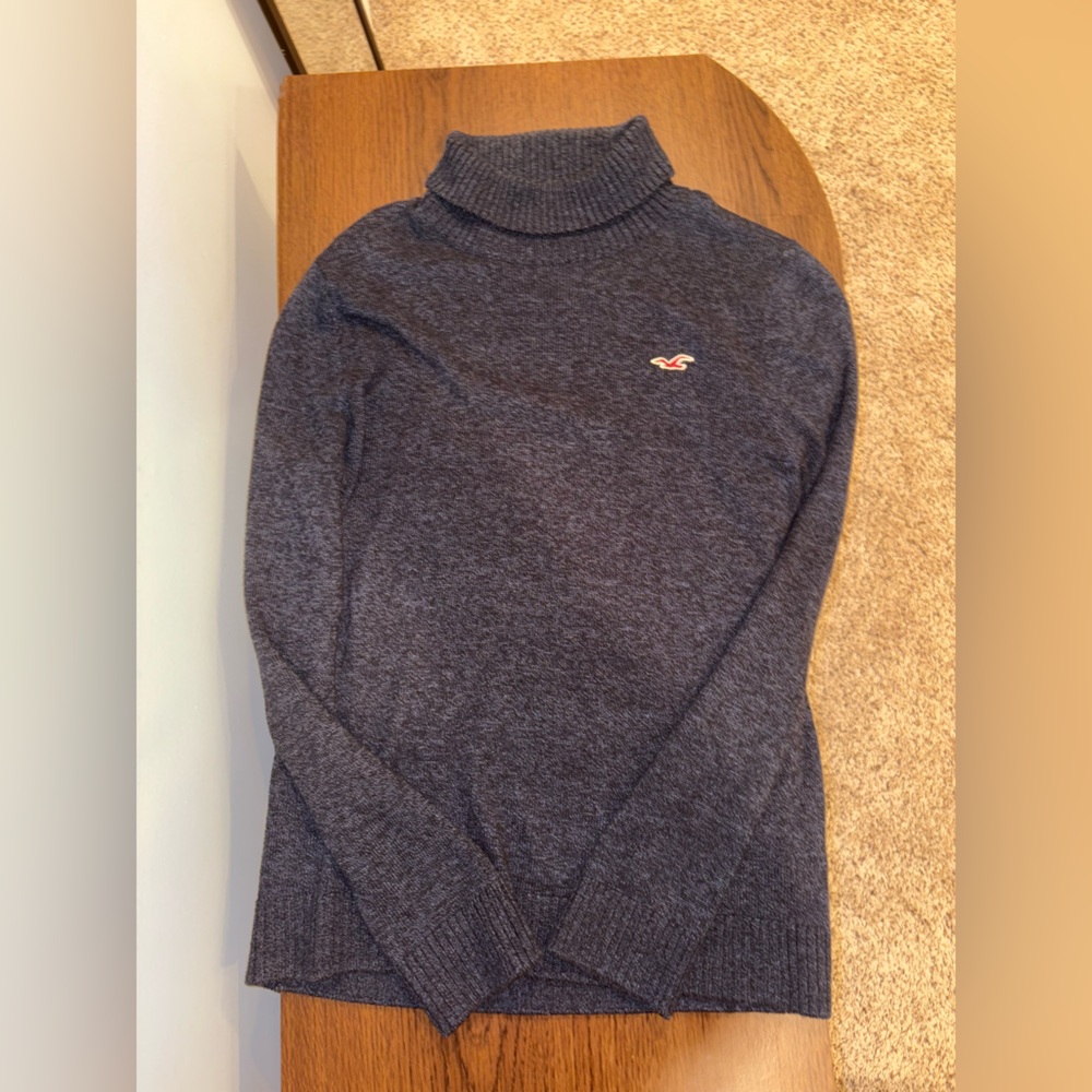 Hollister Men's Vintage Gray Turtleneck Cotton Blend Sweater